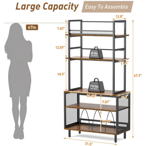Record Player Stand with Vinyl Storage, Turntable Stand Holds Up to 400+ Albums, 5-Tier Large Record Table with CD Racks & Vinyl Display for Living Room, Bedroom