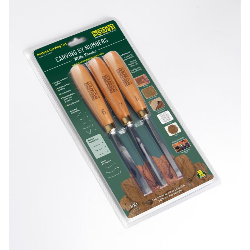 Record Power 50003 3 Piece Carving by Numbers Comprehensive Pattern Tool Set