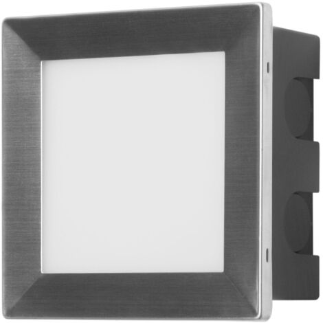 Rect - Empotrable de Pared LED Cuadrado 135mm para Jardín y Terraza con Luz Neutra 4000K en Acero Inoxidable