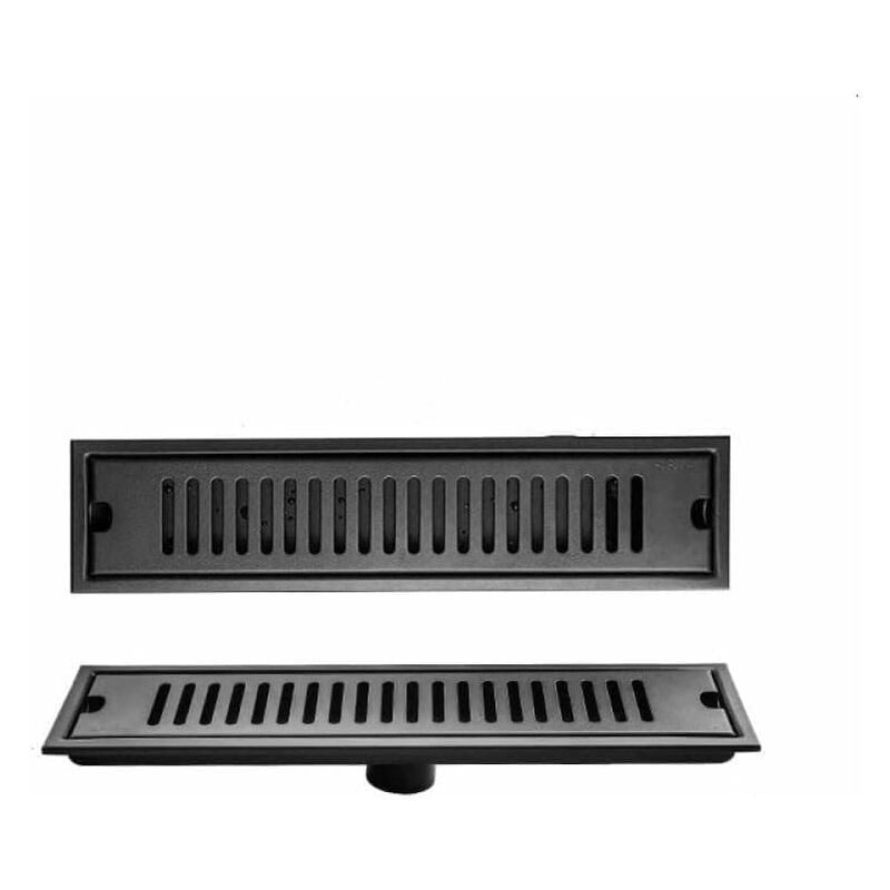 Memkey - Rectangle 304 Acier Inoxydable Noir Cuisson Peinture Salle De Bains Égout Salle De Douche Drains Au Sol Longueur 20-50cm, Côté 40x10cm