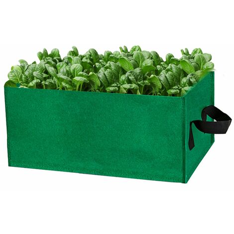 Rectangle Garden Grow Bags Planter Box Planting Beds Grow Pots with Handles Breathable Felt Planter Bags for Carrots Onions Herbs Flowers Vegetables 16x12x8 Inch,Green S
