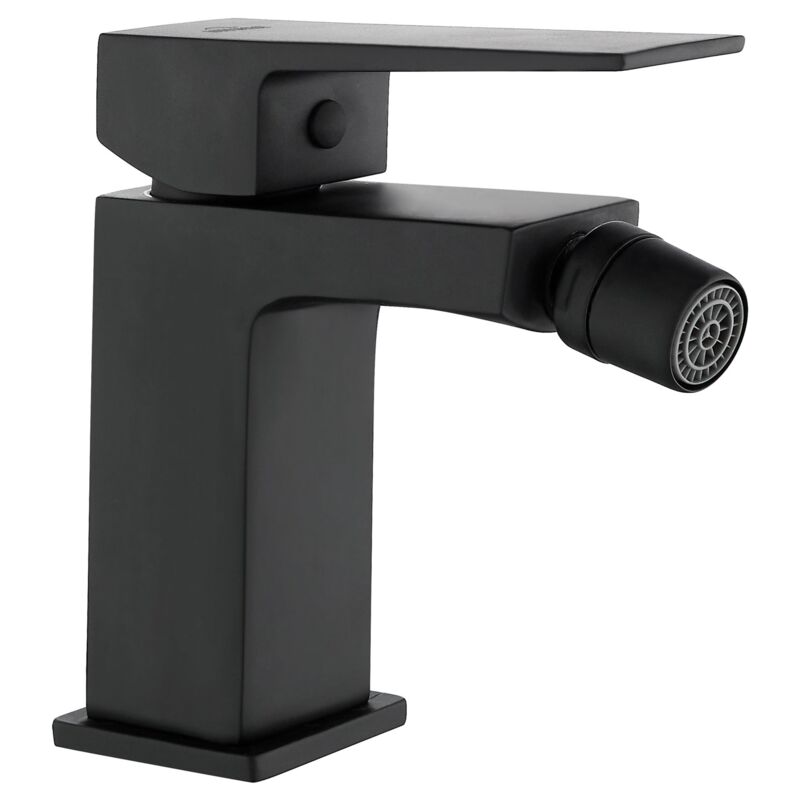 Rectangle Shaped Bidet Faucet Bathroom Black Brass Ceramic Mixer Deck Mounted