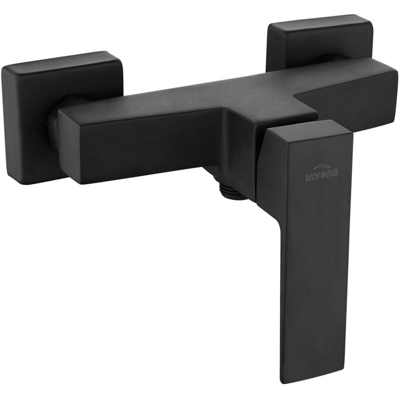 Rectangle Shaped Shower Tap Faucet Bathroom Black Brass Ceramic Mixer Wall Mounted