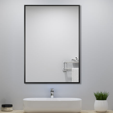 Rectangle Wall Hanging Mirror 50x70cm with Black Frame for Bathroom, Home decoration, Makeup, Shaving