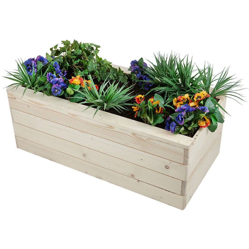 Rectangle Wooden Vegetable Planter Pot Timber Trough Boxes Outdoor Herb Garden