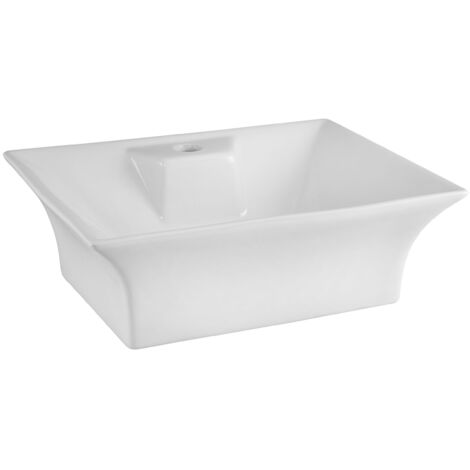 Rectangular 1 Tap Hole Ceramic Countertop Vessel without Overflow - 496mm