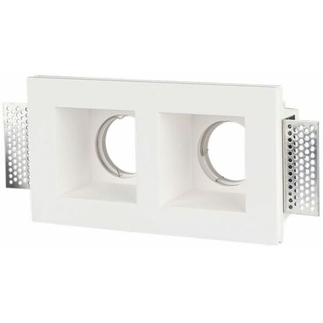 Rectangular 2GU10 y GU5.3 (MR16) Doble LED Foco Empotrable Cuerpo Yeso Blanco