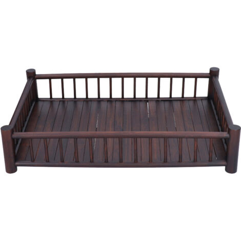 Rectangular Bamboo Kung Fu Tea Tray Saucer Accessories Coffee Food Storage Container Chinese DecorationDark Brown