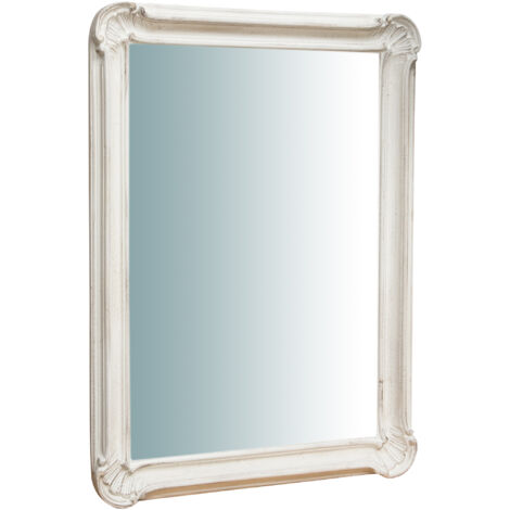 Rectangular bathroom wall mirror 64X5X89 cm Horizontal vertical Makeup mirror wood frame white Long mirror for hanging Shabby
