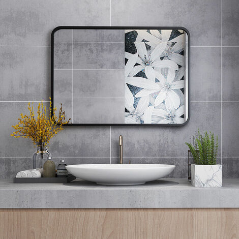 Rectangular Black Frame Mirror MakeUp Dressing for Bathroom or Bedroom 600x800mm