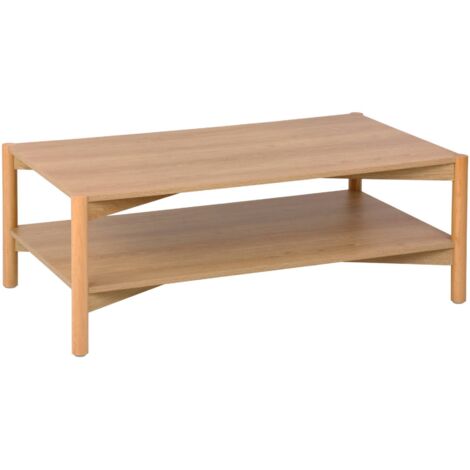 Rectangular coffee table wood decor double tray, Harmony, Natural, 110x60x40 cm