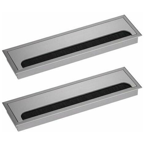 Rectangular Desk Cable Gland 80x275mm Cable Gland Office Desk Home Furniture Cable Gland Cable Aluminum Silver Anodized Square 2pcs