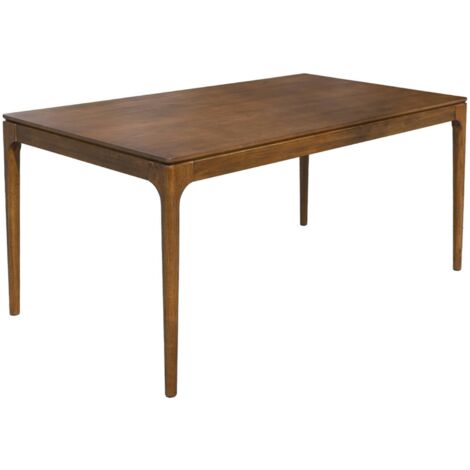 Rectangular dining table in hevea wood and ash veneer, seats 6 Walnut 160x90x76 cm - Elena