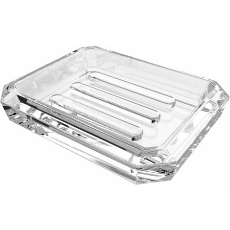 Rectangular Glass Bathroom Soap Dish Transparent