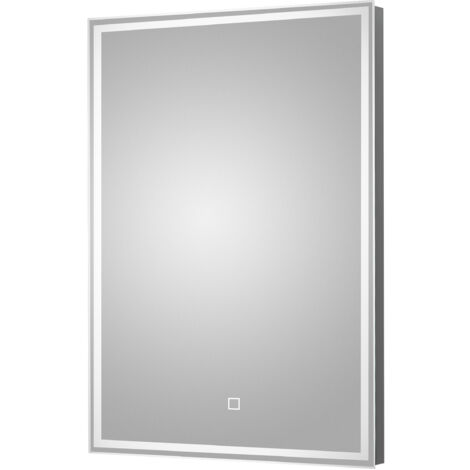 Rectangular LED Illuminated Framed Touch Sensor Mirror with Demister, 700mm x 500mm - Chrome