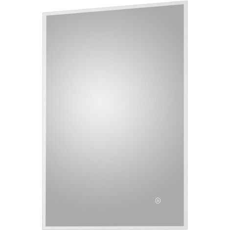 Rectangular LED Illuminated Touch Sensor Minimalist Mirror with Demister, 700mm x 500mm - Chrome