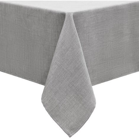Rectangular Linen Look Tablecloth Waterproof Stain Resistant Polyester