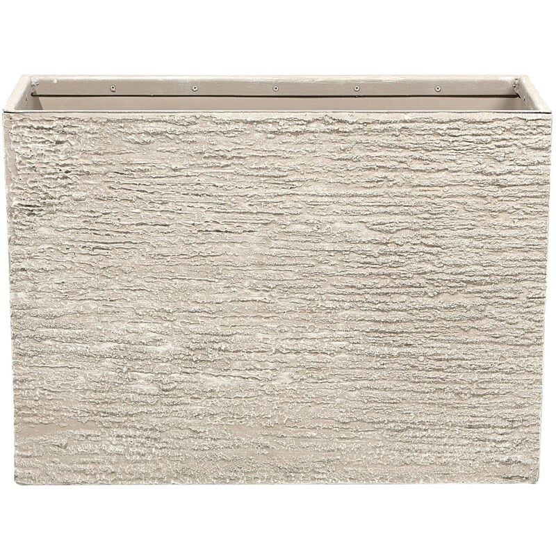 Modern Outdoor Indoor Flower Pot Stone Rectangular 29x70x50 cm Beige Edessa