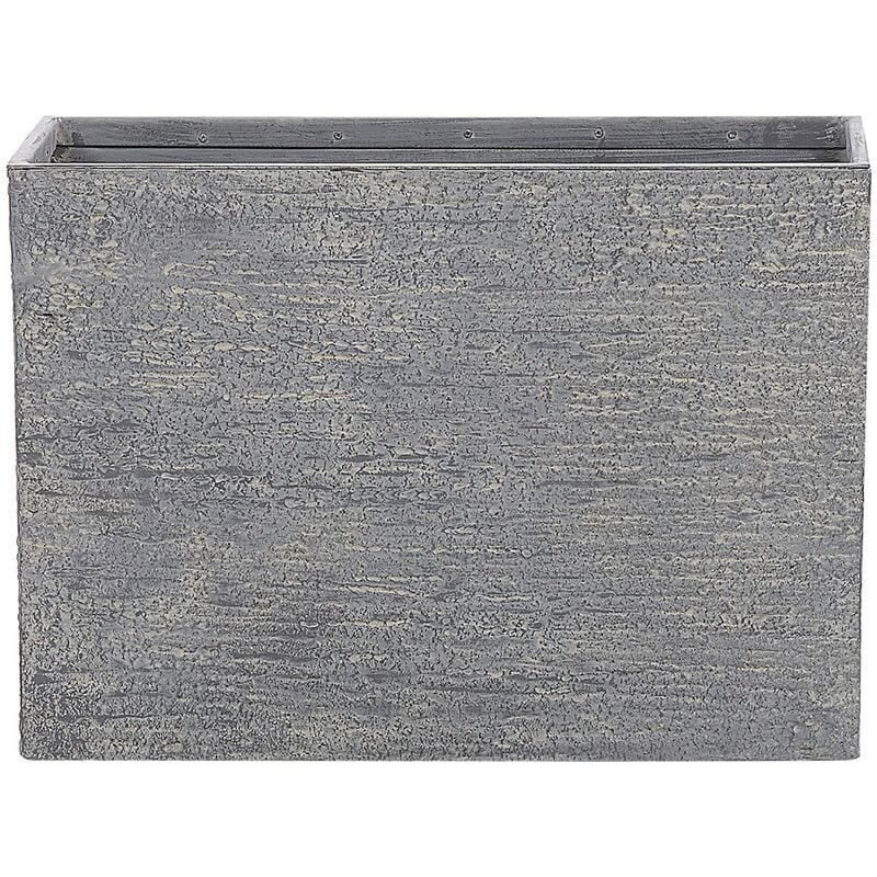 Beliani - Modern Outdoor Indoor Flower Pot Stone Rectangular 34x80x56 cm Grey Edessa