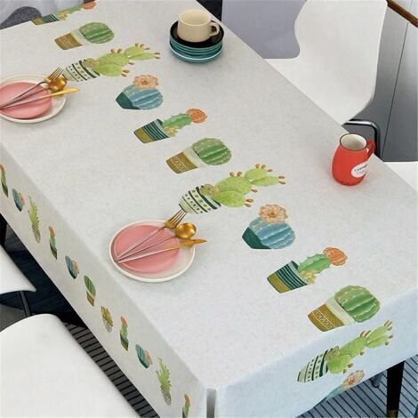 Rectangular PVC Tablecloth, Waterproof, Stain-Resistant, Easy Care, Modern Vinyl Tablecloth for Dining Table, Picnic, Party, Garden (Potted Plants, 140x140cm)