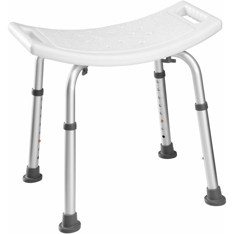 Bath seat with adjustable legs, rectangular - shower chair, shower stool, shower seat - white