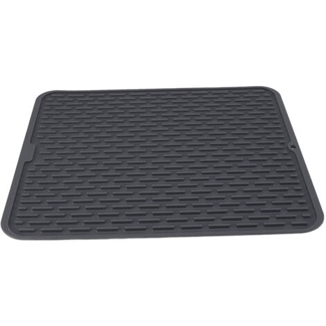 Rectangular Silicone Dish Drying Mat Heat Insulation Anti Slip Dish Drying Mat with Built in Drain Lip for Kitchen Counter Small Size