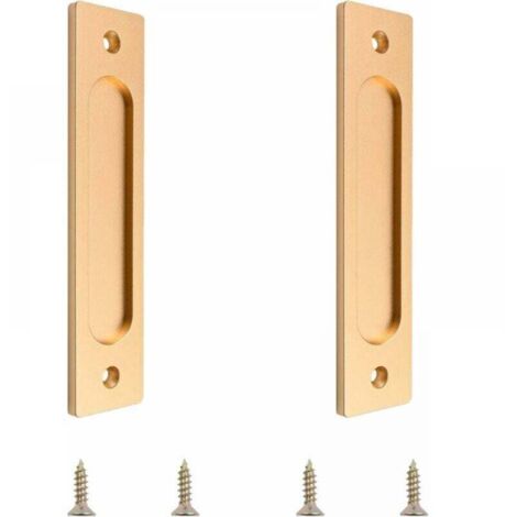 Rectangular Sliding Door Handle with Mounting Screws (Matte Gold, 2pcs) MUMU