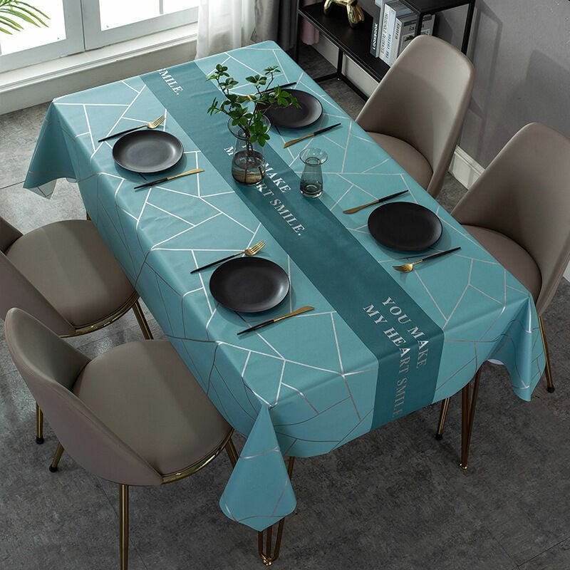 Kueatily - Anti-fouling Rectangular Tablecloth pu Oilcloth Rectangular Tablecloth Retro Print Dining Table Picnic Party Garden Kitchen Tablecloth