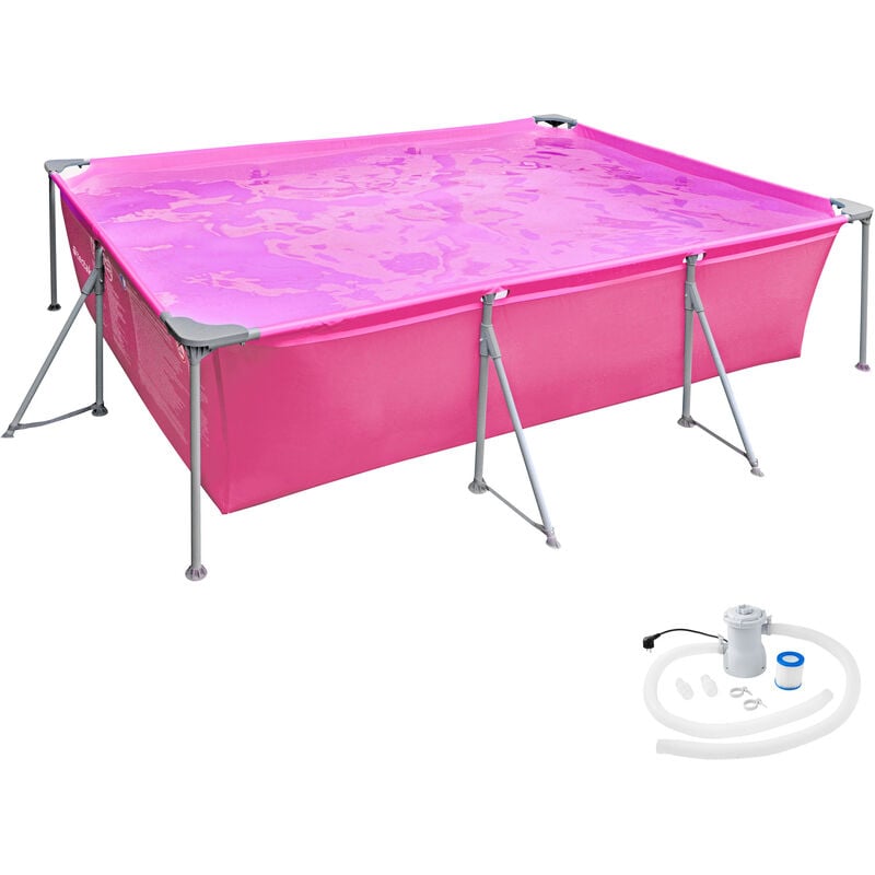 Swimming pool rectangular with pump 300 x 207 x 70 cm - outdoor swimming pool, outdoor pool, garden pool - pink