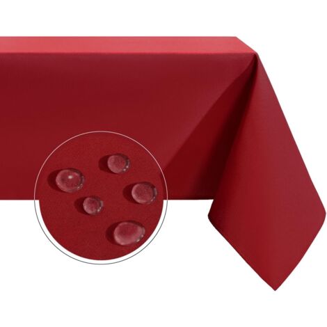 Rectangular tablecloth, waterproof and stain-resistant, washable, selected wrinkle-resistant polyester tablecloths for dining, parties and camping (180180 cm, red)