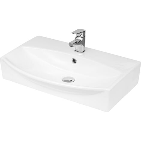 Rectangular Wall Hung Ceramic 1 Tap Hole Basin - 600mm