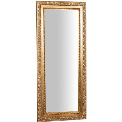 BISCOTTINI Rectangular Wall Mirror Vertical Horizontal Makeup Bathroom Mirror with Shabby Gold Wooden Frame Long Hanging Home Decoration