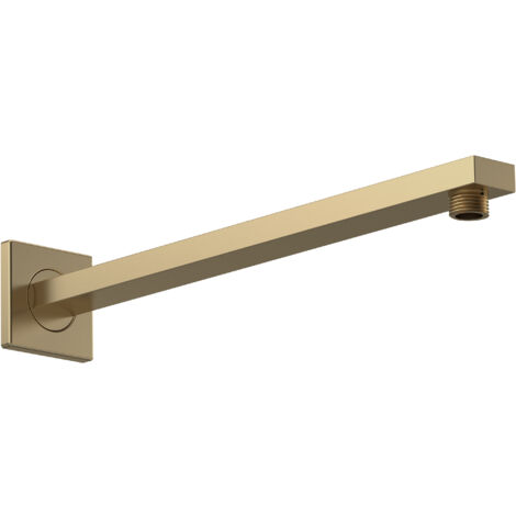Rectangular Wall Mount Shower Arm - Brushed Brass - 360mm