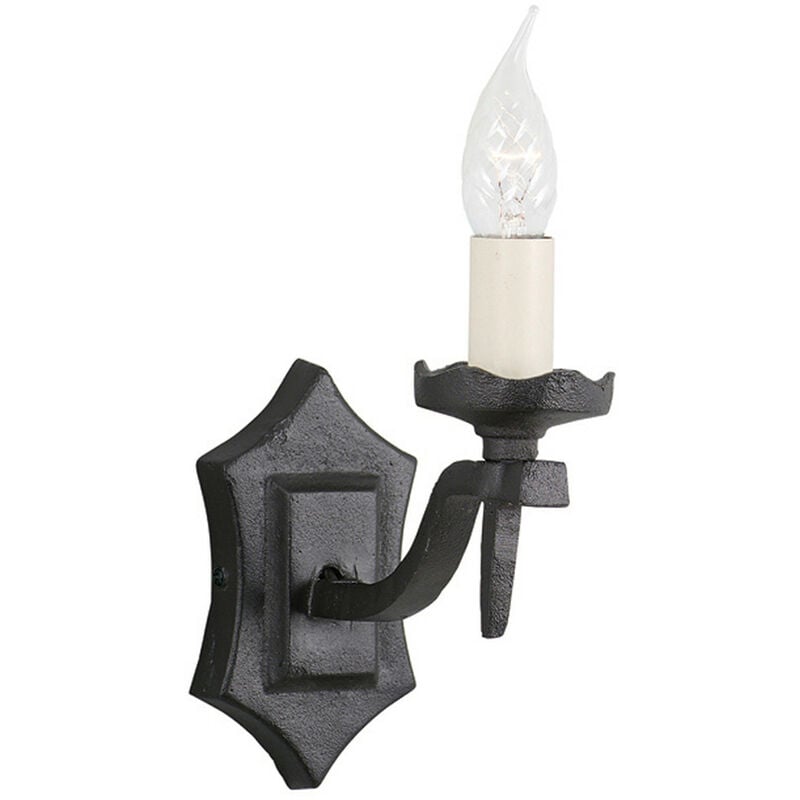 Rectory - 1 Light Indoor Candle Wall Light Black, E14 - Elstead