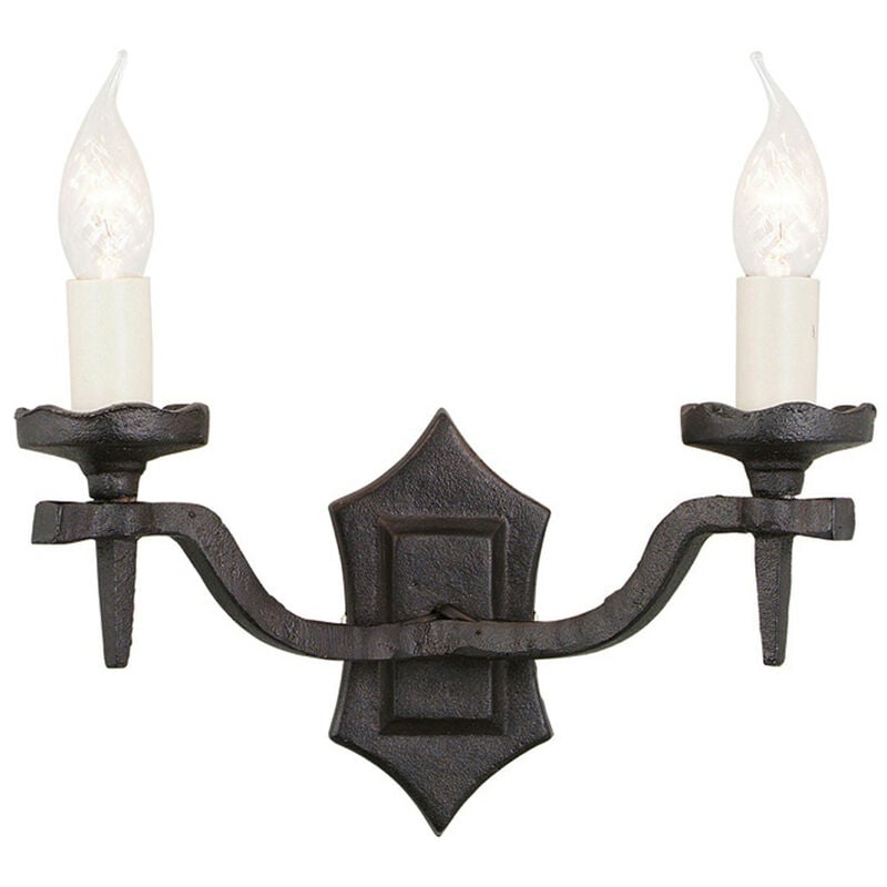 Rectory - 2 Light Indoor Candle Wall Light Black, E14 - Elstead