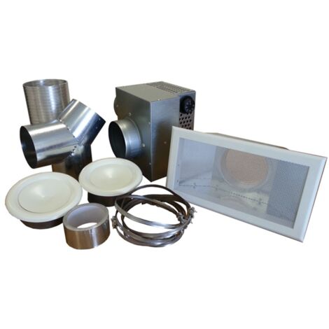 Recupair – Kit 2 bouches récupérateur de chaleur pour poêle à bois 350 m³/h – Grille d'aspiration en acier – Installation facile – Confort thermique amélioré