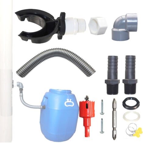 Recuperateur D Eau de Pluie pour Tuyau de Descente Ø 100-110mm, Récupérateur Eau de Pluie pour Toitures Jusqu'à 80 m², Collecteur Eau de Pluie, Récupérateur d'eau avec Accessoires de Montage