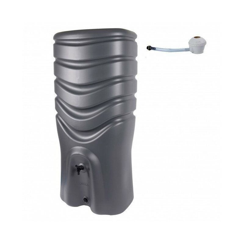 EDA - Récuperateur d'eau 350 litres gris anthracite + kit collecteur universel