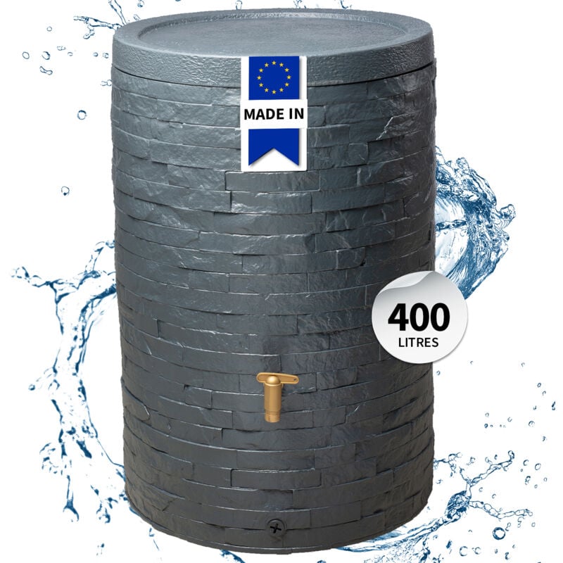 Réservoir arondo 400L graphite avec robinet pe imitation laiton et couvercle - 4rain