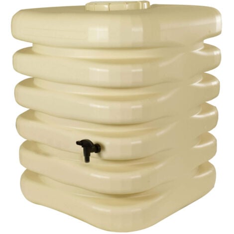 Récupérateur d'eau de pluie Cubique 1000 L + Kit raccord chéneau - Beige - BelliJardin - Beige