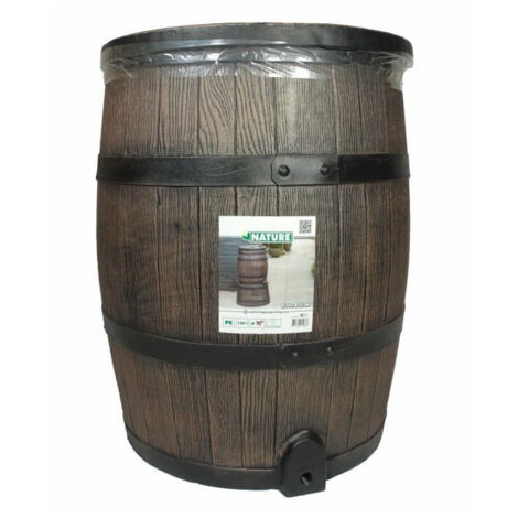 Nature – Récupérateur d'eau de pluie 120 litres – Polyéthylène rotomoulé résistant aux UV – Design barrique pour jardin – Robinet pratique