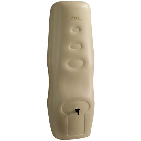 Récupérateur d'eau de pluie 400 L – Polyéthylène beige – Kit de raccord pour gouttière avec filtre intégré – Installation murale facile – Bellijardin