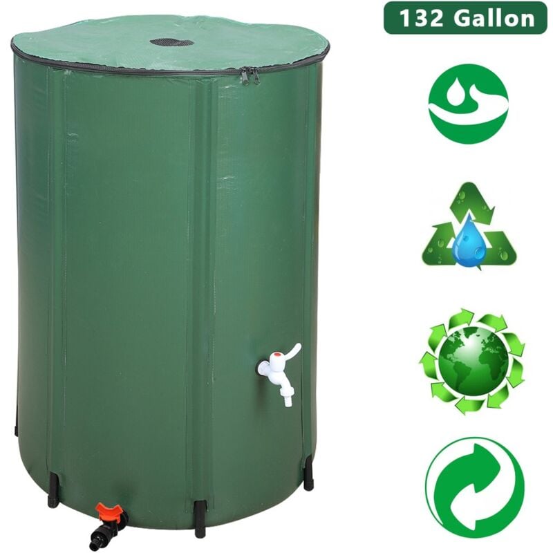 Kinsi - Récupérateur d'eau de pluie 75x75x100cm, pvc 132 Gallon