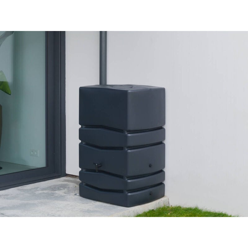 Récupérateur d'eau de pluie mural anthracite avec robinet 450 l Nature