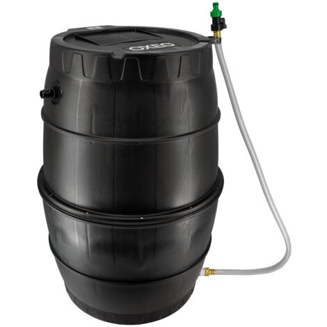 Oxeo – Récupérateur d'eau de pluie 170L – Tonneau en polypropylène résistant aux UV – Résistance au gel jusqu'à -20°C – Kit de perçage trop-plein