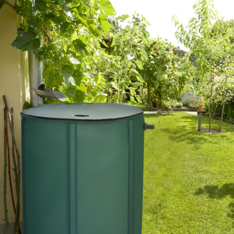 Récupération d’Eau Pluviale Pliable 225L avec Robinet Réserve d’Eau Pluie Ø60 x 80 cm PVC Vert Tonneau d’Eau de Pluie CW8257 DESIGN IN