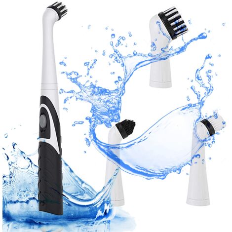 Récureur Électrique, Outil de Nettoyage Oscillant, Brosse de Nettoyage électrique, épurateur Power Sans Fil avec 4 Têtes pour Salle de Bain, Baignoire, Carrelage Mural et Cuisine (noir)