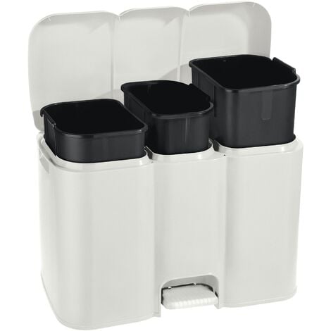 Poubelle à pédale Parry Tontarelli 3 Compartiments Blanc 40 L (58,5 x 32 x 41,5 cm)