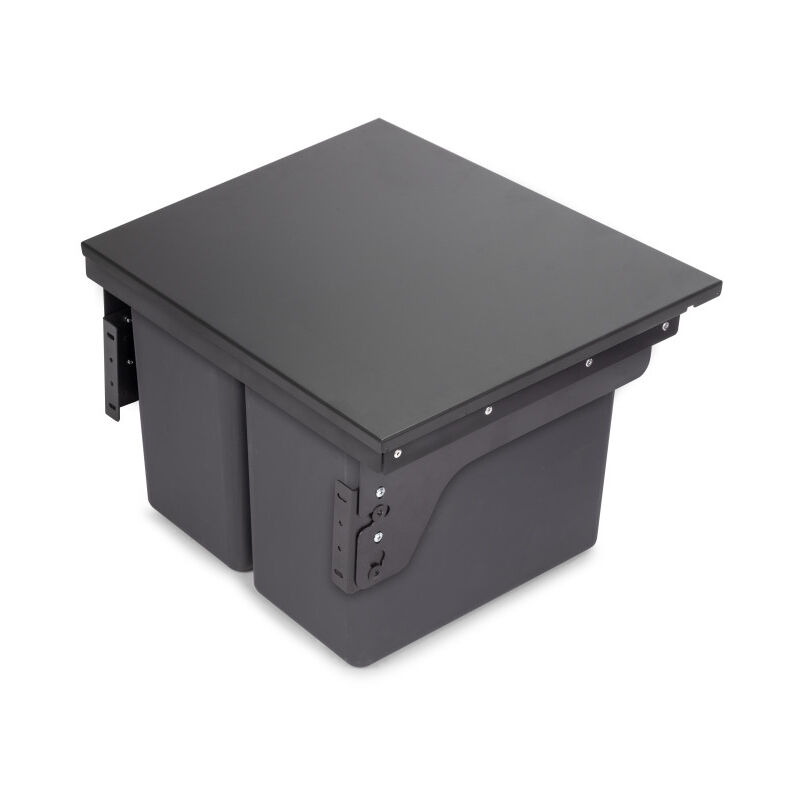 Emuca - 8966123 Bac de tri sélectif pour montage latéral sur meuble de cuisine Recycle 2x24litres, Acier, Plastique gris anthraci