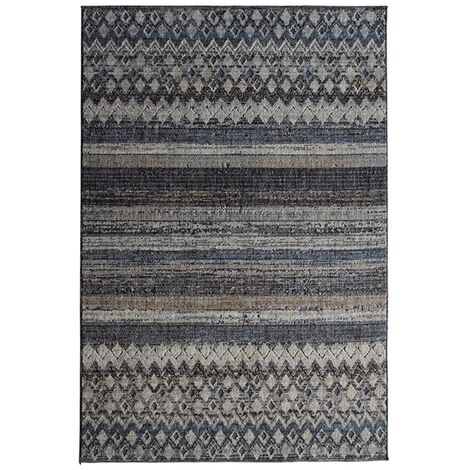 RECYCLE HORIZON - Tapis extra-doux motif horizon gris noir beige 160x230